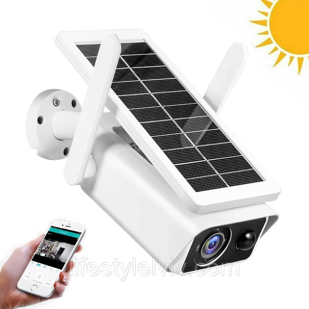 Вулична камера відеоспостереження із сонячною панеллю WiFi Smart Camera SOLAR 3Mp / Бездротова IP камера, фото 1