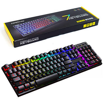 Дротова клавіатура з підсвічуванням RGB, ZORNWEE ZE-510 / Ігрова механічна клавіатура c USB