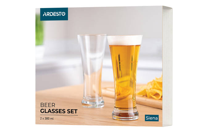 Набір стаканів для пива смузі коктейлів ARDESTO Siena 380 мл, 2 шт, скло AR2638BS, фото 2