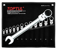 Набор ключей с трещоткой и шарниром комбинированных TOPTUL 12 единиц 8-19 мм в чехле Shop
