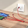 Кабель 4в1 Lightning(iPhone) *2 + MicroUSB(Android) + Type-C(Android) 4in1 BOROFONE BX72 |1m, 2A| Червоний, фото 5