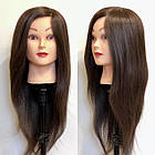 Навчальна манекен голова для зачісок з натуральним волоссям 80%, код 002 + подарунок, фото 4