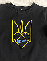 Детская футболка патриотическая с вышивкой I Love Ukraine, футболка вышивка, футболка вышиванка