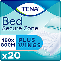 Одноразовые пеленки впитывающие Tena Bed Secure Zone Plus Wings 180x80 см. (20 шт.)