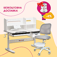 Комплект парта регулируемая Fundesk Fiore II Grey + кресло для школьника Cubby Marte Grey