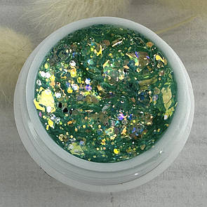 Глітерний гель для нігтів Sweet Nails Stars №23 (бірюзовий з ефектом хамелеону) 5 грам