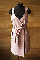 Розовый сарафан кожаный мини женский AFTF Basic, размер L
