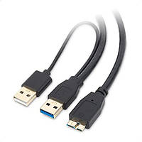 Кабель пристроїв USB3.0 Ax2-microB M/M (DualPower) 0.5m Lucom (62.09.8407) 3xShielded AWG28 Y-form