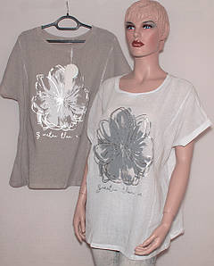 Футболки жіночі лляні біла 3XL,,4XL,5XL6XL