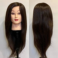 Навчальна манекен голова для зачісок з натуральним волоссям 80%, код 002 + подарунок