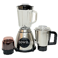 Блендер кавомолка стаціонарний для коктейлів та смузі зі скляною чашею 3 в 1 Henschll HS-8890 для кухні