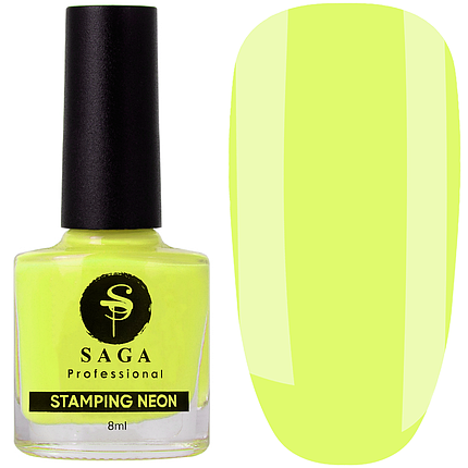 Лак для стемпінгу SAGA Stamping Neon №03, 8 мл жовтий, фото 1