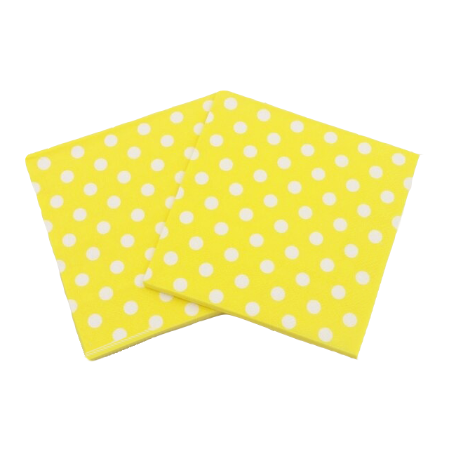 Серветки святкові Горошок 15шт | Жовтий Білий
