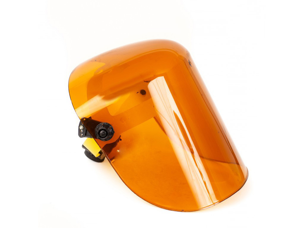 Щиток защитный лицевой оранжевый, экран пластиковый прозрачный для лица толщина 3,5 мм, от брызгов, искр и др. - фото 2 - id-p1835625672