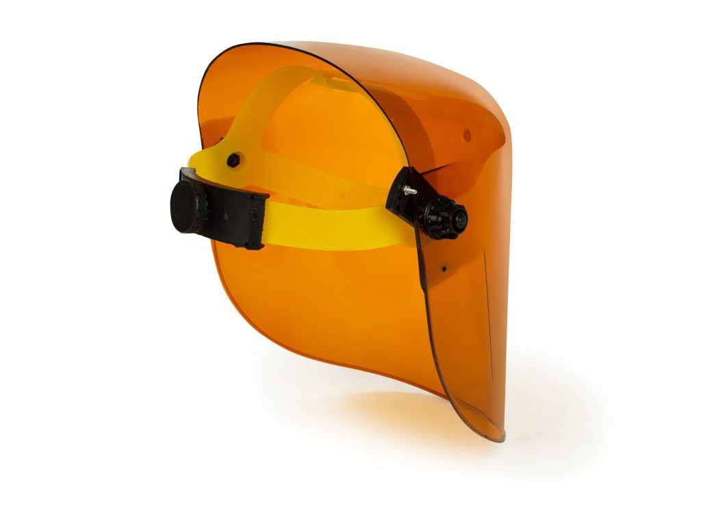 Щиток защитный лицевой оранжевый, экран пластиковый прозрачный для лица толщина 3,5 мм, от брызгов, искр и др. - фото 6 - id-p1835625672