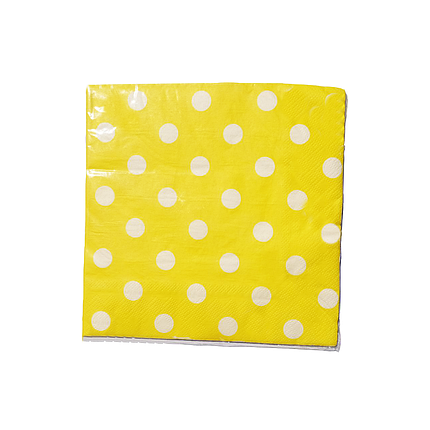 Серветки святкові Горошок 15шт | Жовтий Білий, фото 2