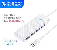 USB-адаптер-разветвитель Orico HUB 4in1 Type-C Adapter USB 3.0 OTG White