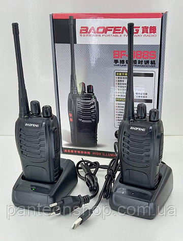 Комплект рацій Baofeng BF-888S з гарнітурою комплект 2шт розетка + usb, фото 1