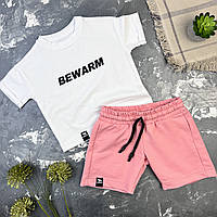 Дитячий літній костюм шорти + футболка BEWARM Рожевий/Білий