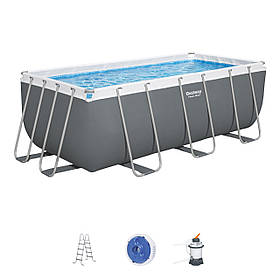 Каркасний прямокутний басейн Bestway Power Steel 56457 (412×201×122 см, з фільтром і аксесуарами)