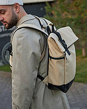 Міський рюкзак ролтоп для ноутбука Rolltop для подорожей бежевого кольору, фото 3