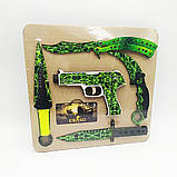 Дерев'яна зброя 5в1 у наборі дитячі іграшкові ножі з дерева в блістері ніж іграшка, фото 9