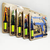 Дерев'яна зброя 5в1 у наборі дитячі іграшкові ножі з дерева в блістері ніж іграшка, фото 6