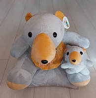 Игрушка Медведь с детенышем серый плед-подушка - трансформер 3 в 1 для детей и взрослых