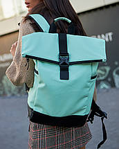 Жіночий міський рюкзак ролтоп для ноутбука Rolltop для подорожей мятного кольору, фото 2