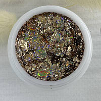 Глиттерный гель (Glitter gel) золотистый хамелеон Sweet Nails Stars №14 5 грамм