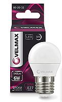 00-20-32 LED лампа 6W-4100K, 540Lm. Е27. 220° Арт.24674 Velmax