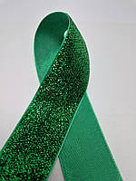 Бархатная тесьма с люрексом 4 см, зеленая