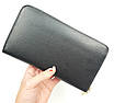 Жіночий шкіряний гаманець на блискавці 19.5 х 2.5 х 11 см Чорний, фото 2