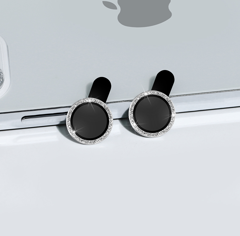 Накладка на камеру стразики iPhone 14PRO 14PRO MAX на 3 камери срібна окантовка білий камінь