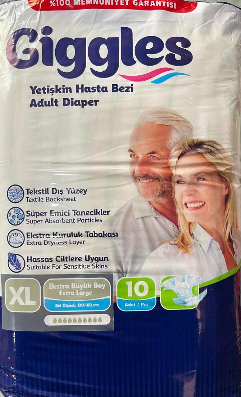 Підгузки для дорослих Giggles Extra Large 120-160 см 10 шт для лежачих одноразові підгузки