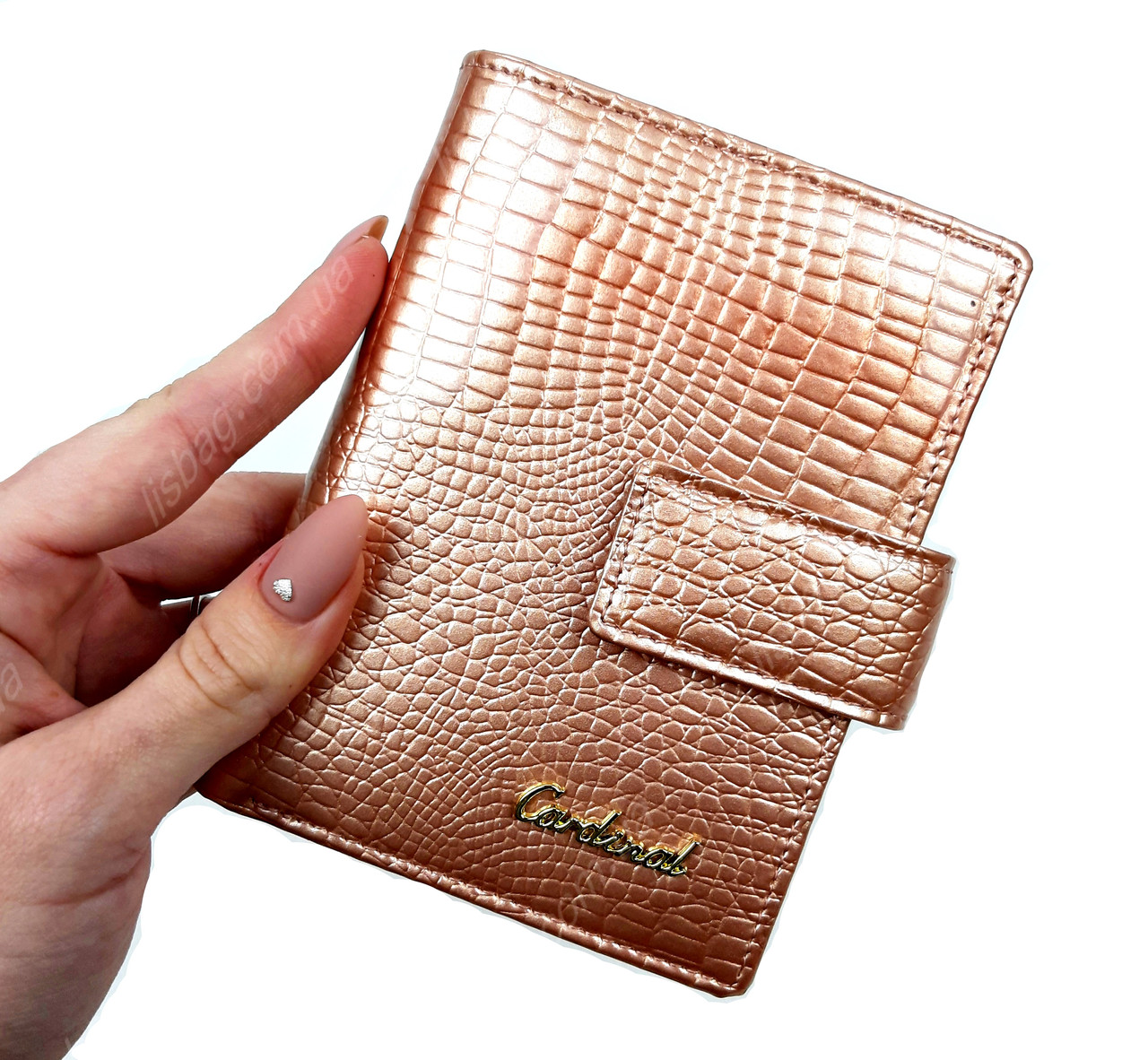 Жіночий маленький шкіряний гаманець Cardinal 9х12х3 см Рожевий