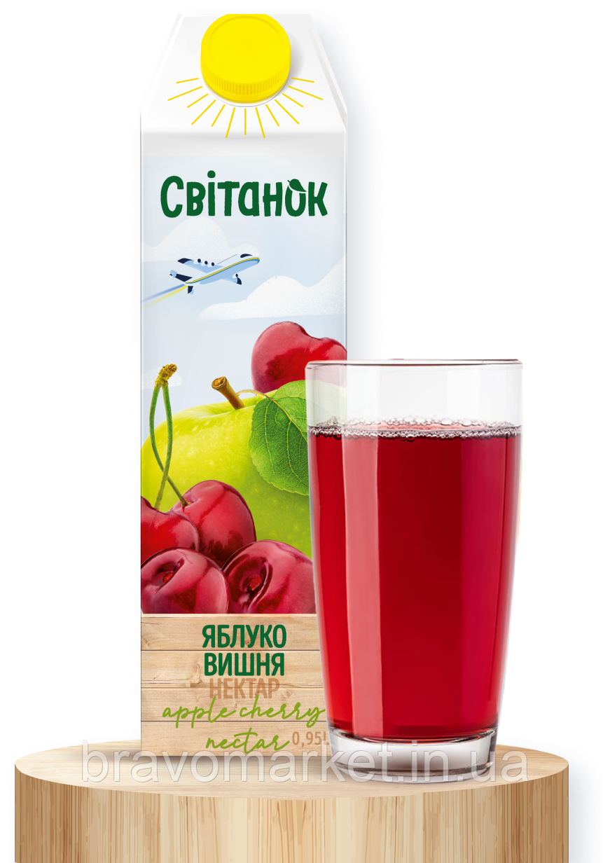Нектар яблуко-вишня 0.95 л ТМ Світанок, фото 1