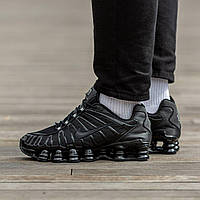 Мужские кроссовки Nike Shox LT All Black (чёрные) спортивные массивные комбинированные кроссы I1242