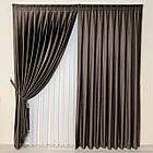 Оксамитові(велюрові) однотонні штори турецької якості. Колір:темно-коричневий, фото 2