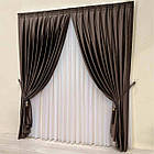 Оксамитові(велюрові) однотонні штори турецької якості. Колір:темно-коричневий, фото 3