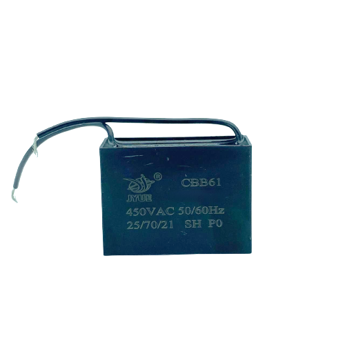 Конденсатор пуско-робочий CBB-61 2.2uF 450VAC (±5%) 38x17x28 JYUL (Виводи)