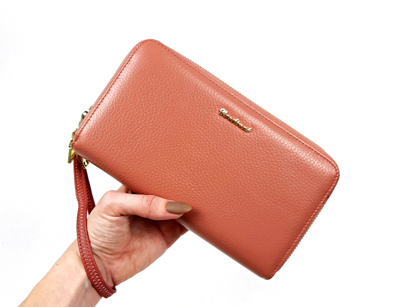 Жіночий шкіряний гаманець - клатч Cardinal 19 х 4.5 х 11 см Великий Рожевий