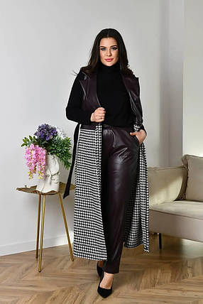 Неймовірний жіночий костюм двійка, тканина "Французький трикотаж+Еко-шкіра" 56, 64 розмір 56, фото 2