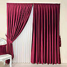 Оксамитові(велюрові) однотонні штори турецької якості. Колір:червоний, фото 2