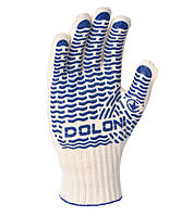 Перчатки трикотажные рабочие DOLONI 621, белые ПВХ точки (XL)