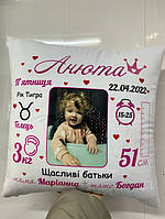 Іменна дитяча подушка метрика