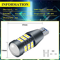 Ціна за 1шт, LED T15/W16W 3030-27SMD CANBUS Светодиодная лампа для стайлинга автомобилей,