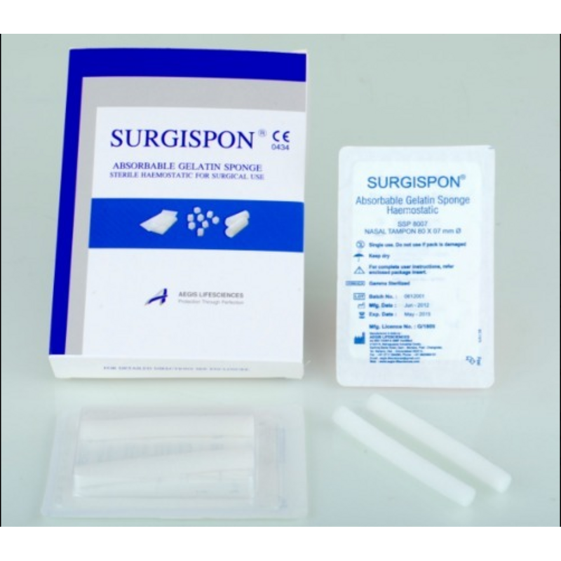 Губка гемостатична Surgispon, тампон для носу, 80х07мм, 2 шт. (1 пара), фото 1