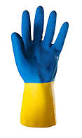 Рукавички гумові CERVA CASPIA, синьо-жовті (XL)