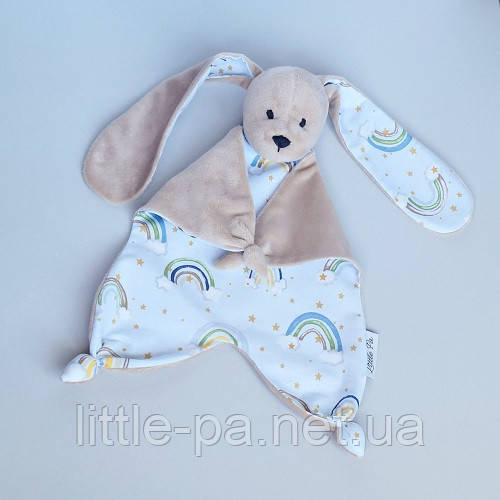 Іграшка-комфортер дитяча текстильна кролик "Веселки"